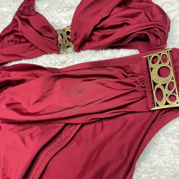 Becca by Becca virtue bikini maroon with bronze accents size small - Picture 5 of 12